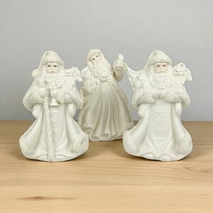 Vintage Set of 3 Ks Collection Bisque Santa Figurines: Christmas Decor